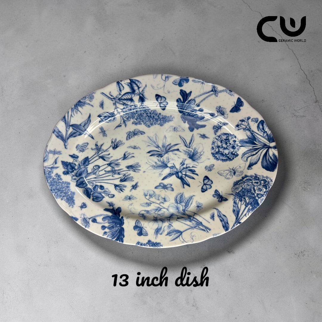 Botanic Blue Oval Serving Dish - 13 inch - 8DP